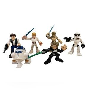 Lot of 6 Star Wars Hasbro Galactic Heroes Figures Luke Han Solo R2D2 Stormtroope